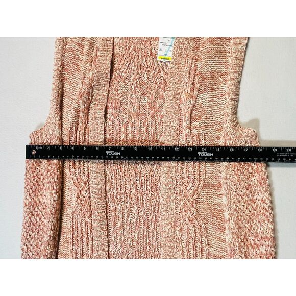 NWT Thistle & Lavender Pink White Long Cardigan Vest Cottage Cabin Cozy Large - Picture 5 of 6